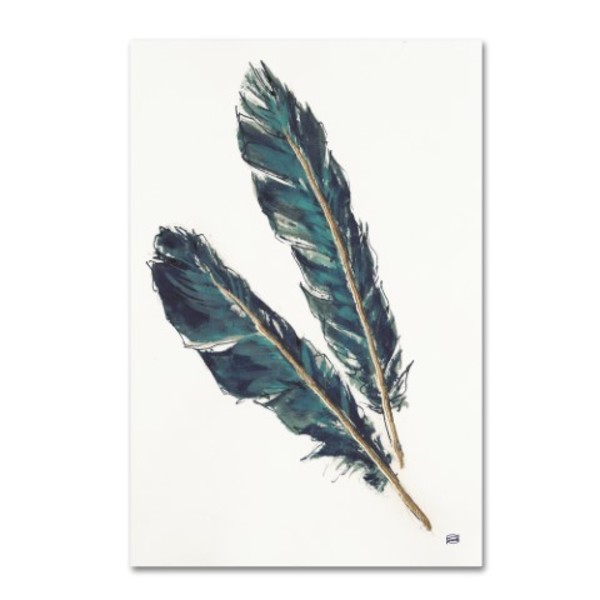 Trademark Fine Art Chris Paschke 'Gold Feathers III Indigo' Canvas Art, 12x19 WAP02383-C1219GG